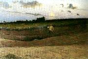 Nils Kreuger afton badande storm septemberafton oil on canvas